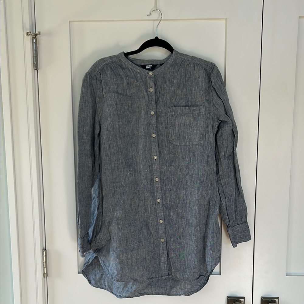 Lands' End Blue Casual Button Down Shirt